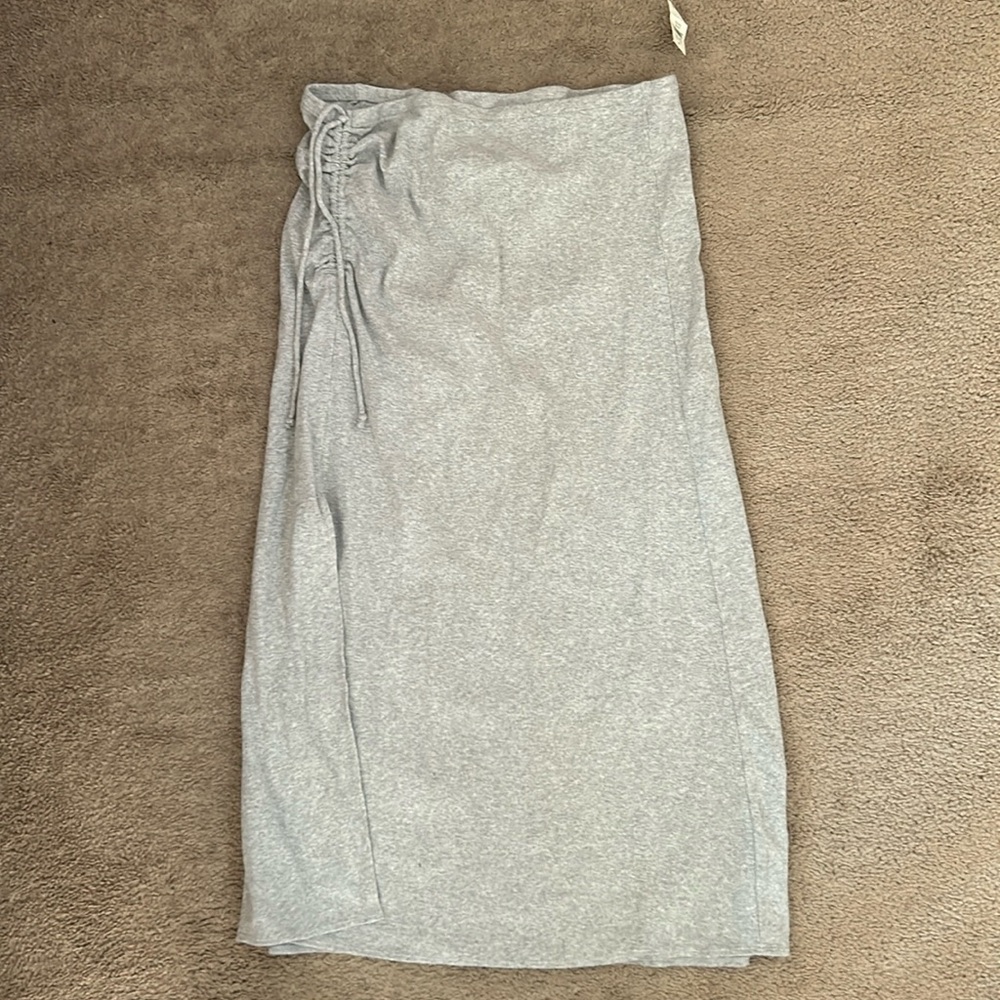aerie Light Gray Maxi Skirt with Side Drawstring
